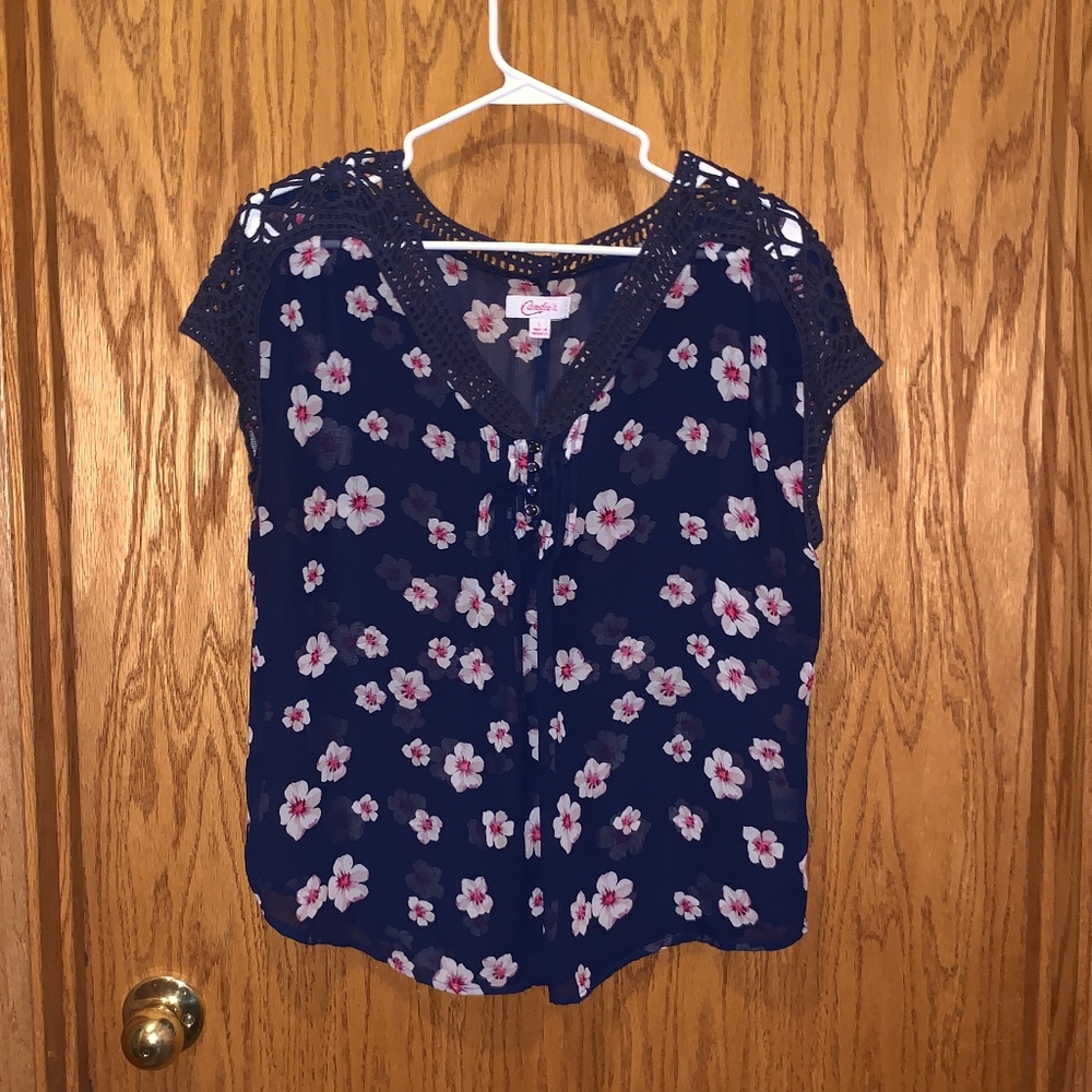 Floral and Navy Candies Blouse